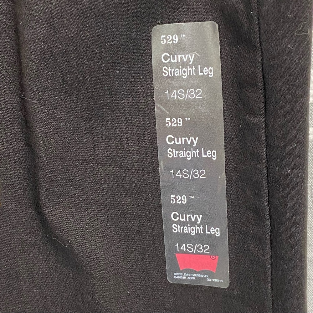 NWT Levi's Ladies Black 529 Curvy Straight Leg Mid Rise Jeans Size 14S/32 - Picture 8 of 12
